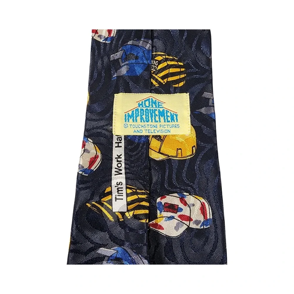 Home Improvement Tim's Work Hard Hat Tie‎ Navy Polyester Men's Necktie